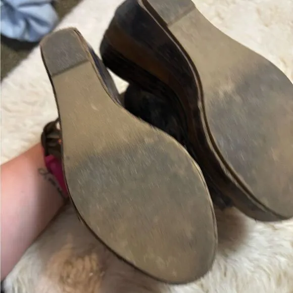Bed Stu Joann Wood Wedge Distressed in Black size 7.5