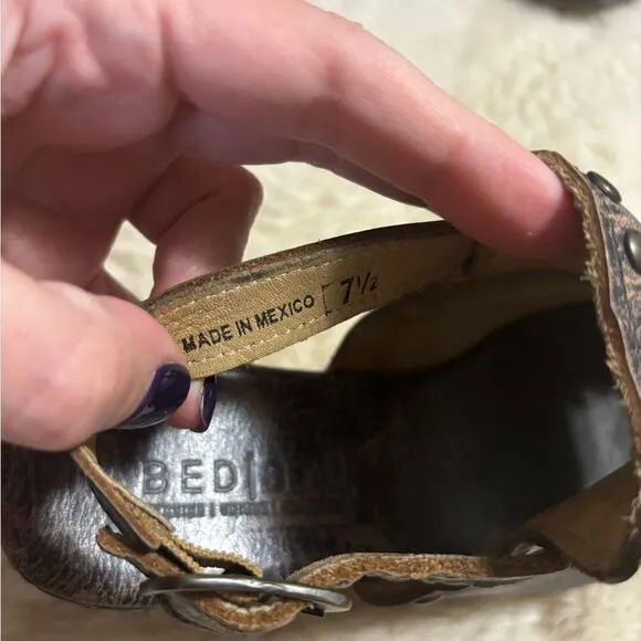 Bed Stu Joann Wood Wedge Distressed in Black size 7.5