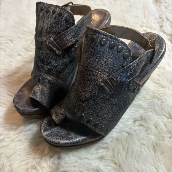 Bed Stu Joann Wood Wedge Distressed in Black size 7.5