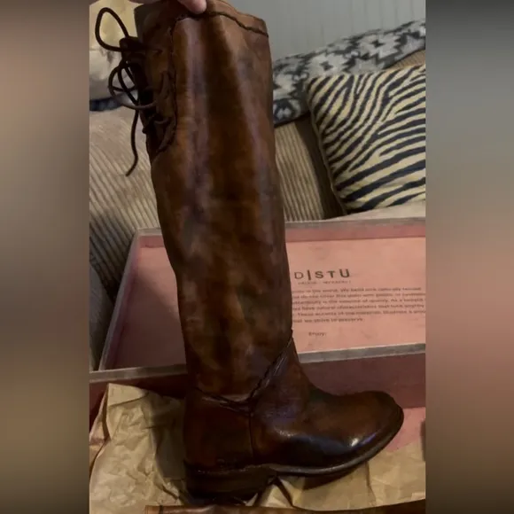 Bed Stu Manchester Knee-High Leather Boots Teak Rowan Multi NIB Size 7