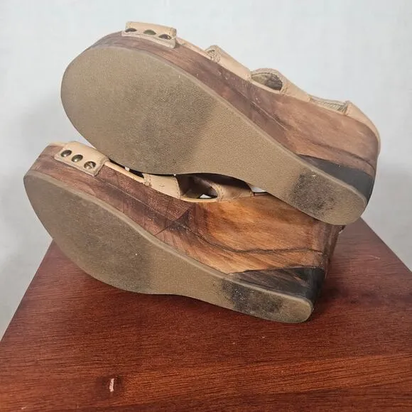 BedStu Tan Light Brown Leather Platform Sandals