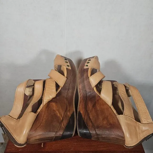 BedStu Tan Light Brown Leather Platform Sandals