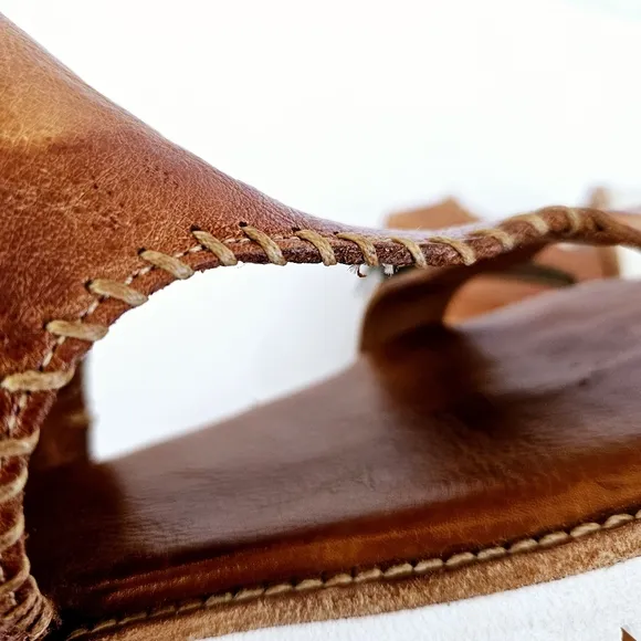 BedStu Zoe II Pecan Dip Dye Veggie Tanned Leather Cushioned Platform Sandals 7