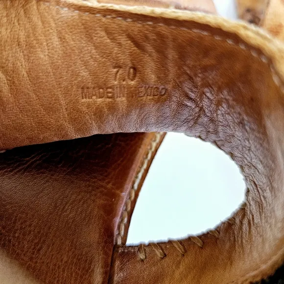 BedStu Zoe II Pecan Dip Dye Veggie Tanned Leather Cushioned Platform Sandals 7