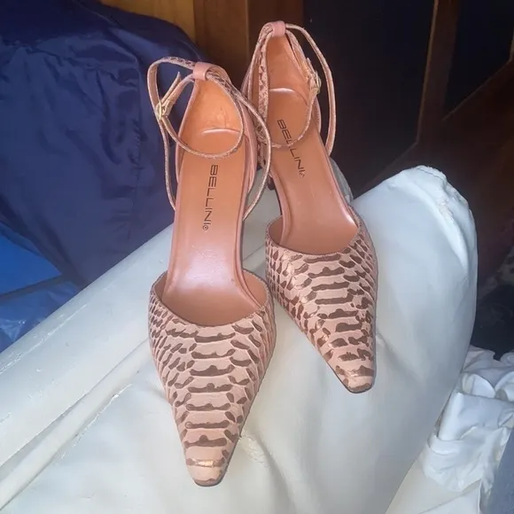 Bellini Teresa Ankle Strap Leather Heels, size7.5