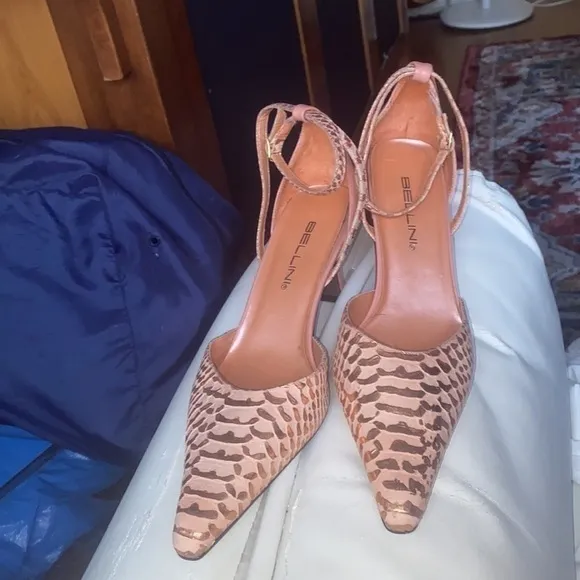 Bellini Teresa Ankle Strap Leather Heels, size7.5