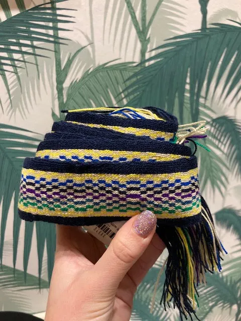 Belt with Fringes - Black & Yellow