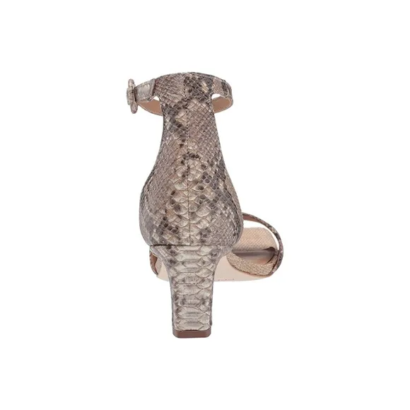 Bernardo Cameron Beige Leather Snake Ankle Straps Sandals Heels Pumps