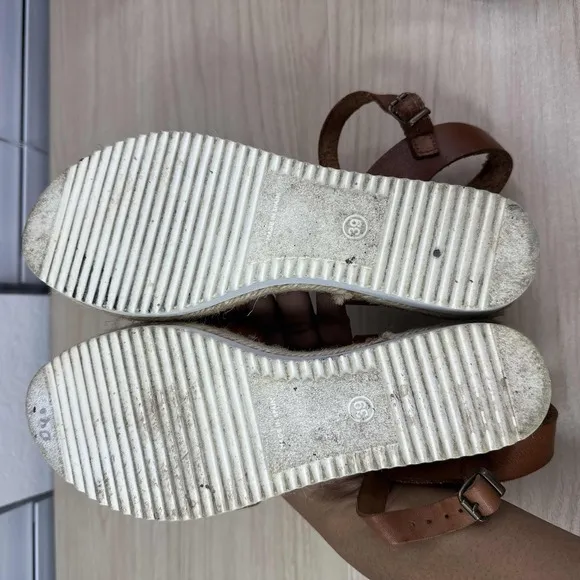 Bertuchi Shoes Womens‎ EU 39 Brown Ankle Strap Espadrille Wedge Boho Sandals