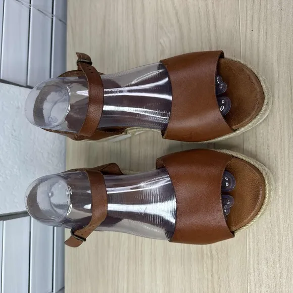 Bertuchi Shoes Womens‎ EU 39 Brown Ankle Strap Espadrille Wedge Boho Sandals