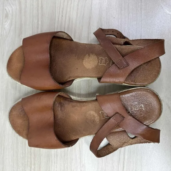 Bertuchi Shoes Womens‎ EU 39 Brown Ankle Strap Espadrille Wedge Boho Sandals