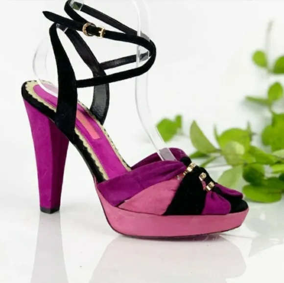 BETSEY JOHNSON Pink Purple Black Platform Sandals