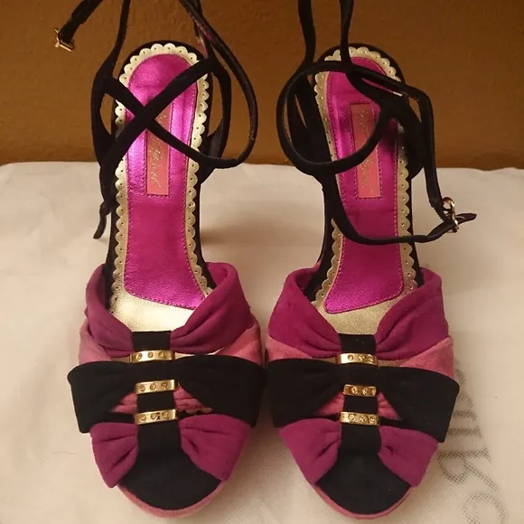 BETSEY JOHNSON Pink Purple Black Platform Sandals