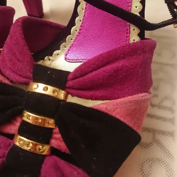 BETSEY JOHNSON Pink Purple Black Platform Sandals