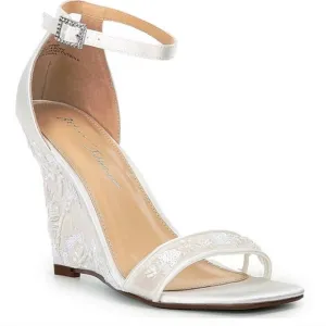 Betsey Johnson Women's Size 8.5 White Ivan Wedge Ankle Strap Dress Sandal New
