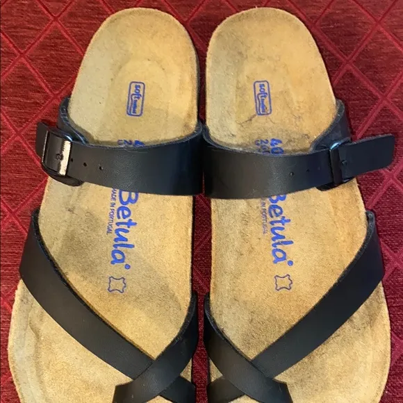 Betula Licensed By Birkenstock Soft Leather Black Sandals