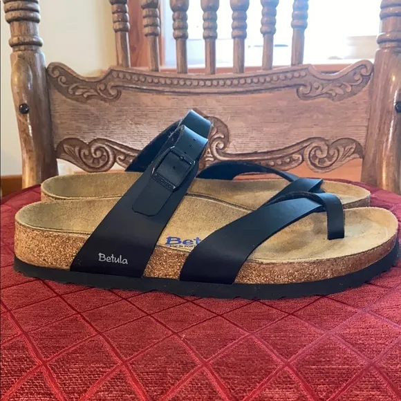 Betula Licensed By Birkenstock Soft Leather Black Sandals