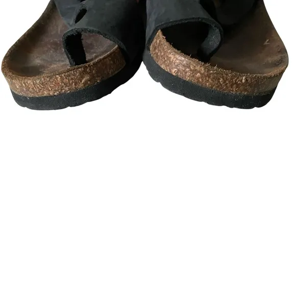 BIONATURA by BOS &amp; CO. Cork Wedge Sandal Shoes Wooden Flower Buckle 37