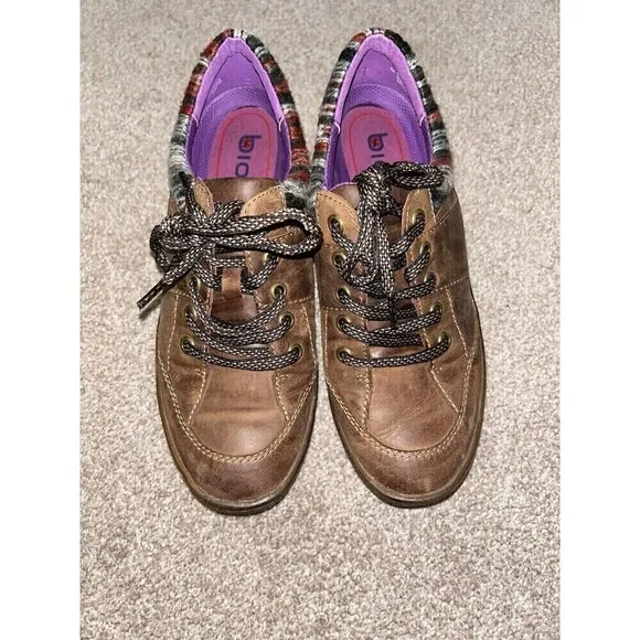 Bionica Womens Gervais Wedge Leather Brown Women Oxford Shoes Sneakers 8M