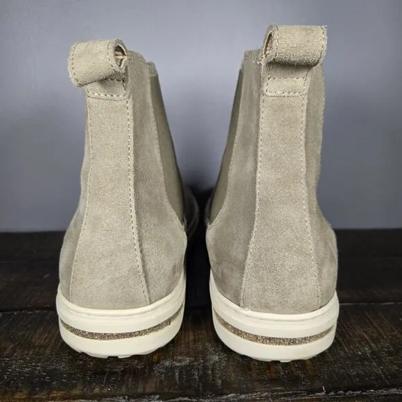 Birkenstock Bend Chelsea Womens Size 10 Narrow Suede Boots Taupe Gray White