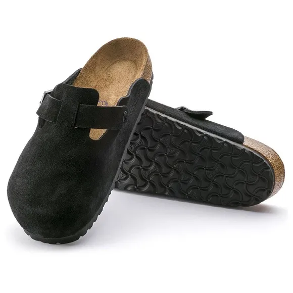 BIRKENSTOCK BOSTON SOFT FOOTBED SUEDE CLOGS SHOES BLACK 44 11