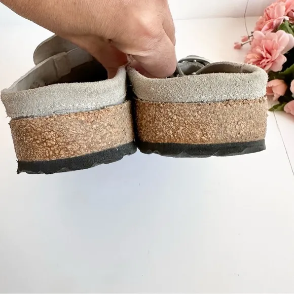 BIRKENSTOCK Buckley Stone Coin Suede Buckle Strap Unisex Mule Clogs