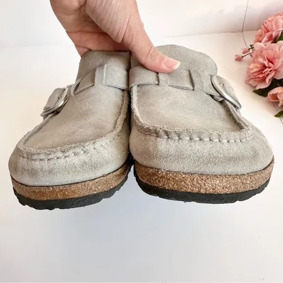BIRKENSTOCK Buckley Stone Coin Suede Buckle Strap Unisex Mule Clogs