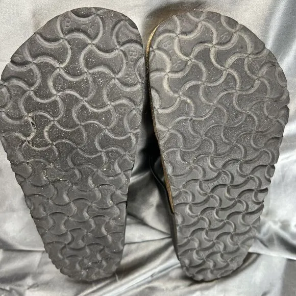 Birkenstock Gizeh Birko Flor Women's 8.5 Thong Sandals Black Slip On Shoes EU 39