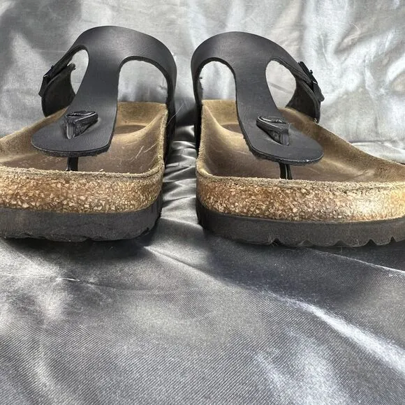 Birkenstock Gizeh Birko Flor Women's 8.5 Thong Sandals Black Slip On Shoes EU 39