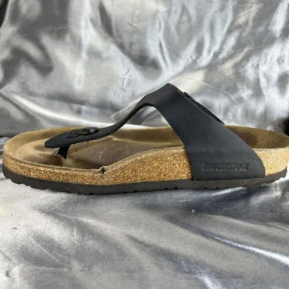 Birkenstock Gizeh Birko Flor Women's 8.5 Thong Sandals Black Slip On Shoes EU 39