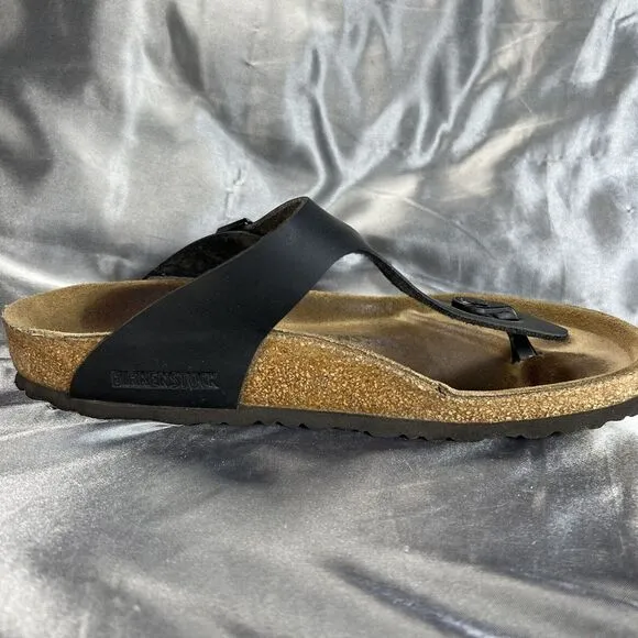 Birkenstock Gizeh Birko Flor Women's 8.5 Thong Sandals Black Slip On Shoes EU 39