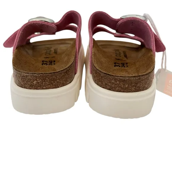 Birkenstock Papillio Arizona Chunky Suede Sandals Candy Pink Size 37 EU NEW