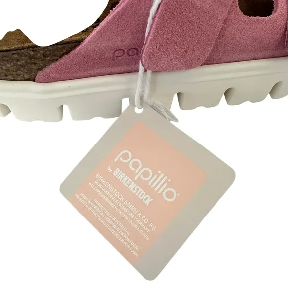 Birkenstock Papillio Arizona Chunky Suede Sandals Candy Pink Size 37 EU NEW
