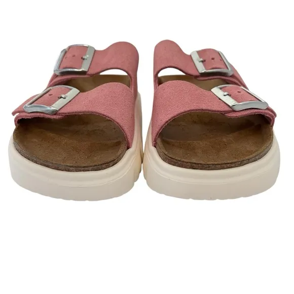 Birkenstock Papillio Arizona Chunky Suede Sandals Candy Pink Size 37 EU NEW