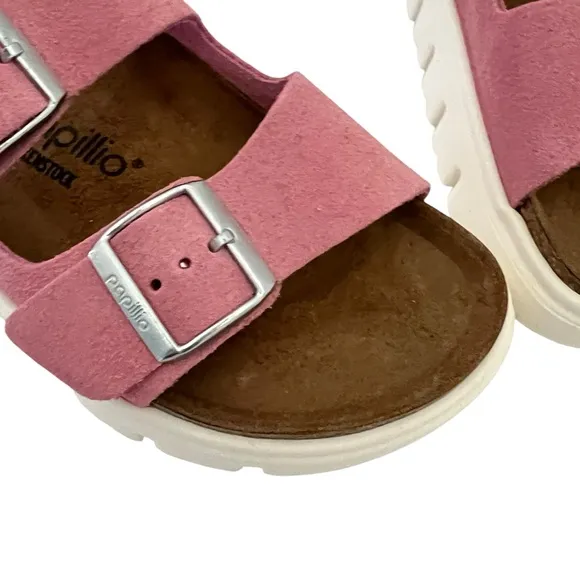 Birkenstock Papillio Arizona Chunky Suede Sandals Candy Pink Size 37 EU NEW
