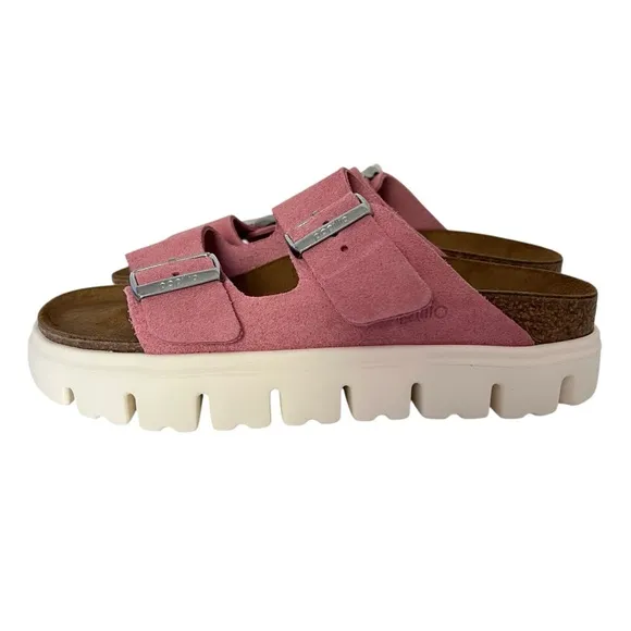 Birkenstock Papillio Arizona Chunky Suede Sandals Candy Pink Size 37 EU NEW