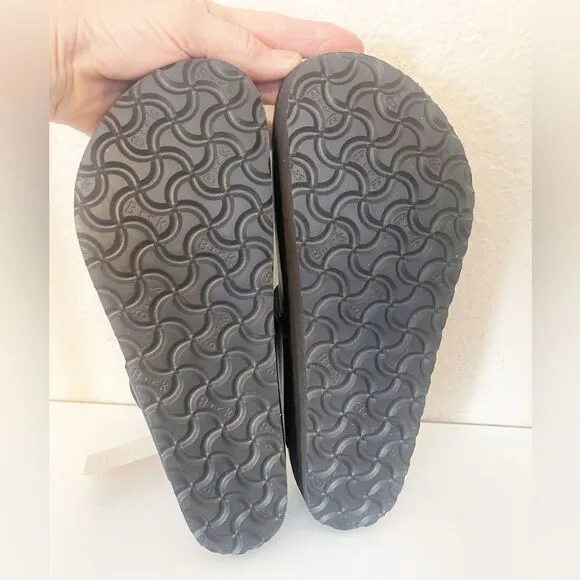 Birkenstock Papillio Gizeh Flex Black Leather Platform Sandals Size 9 NWT