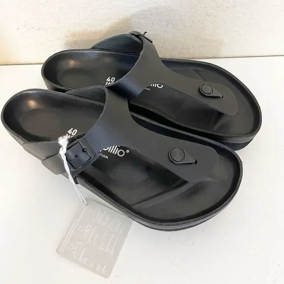 Birkenstock Papillio Gizeh Flex Black Leather Platform Sandals Size 9 NWT