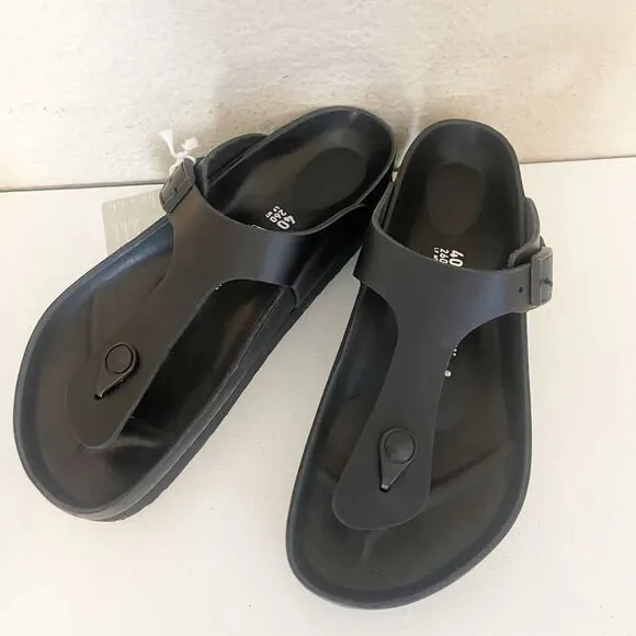 Birkenstock Papillio Gizeh Flex Black Leather Platform Sandals Size 9 NWT