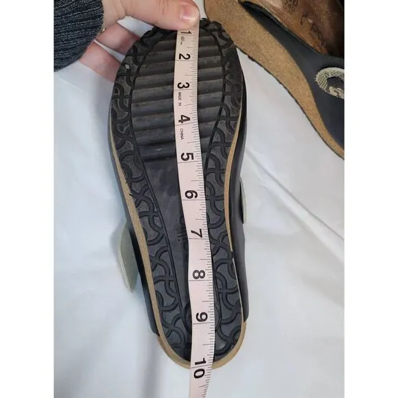 Birkenstock Papillio Fanny Embossed Black Beige Snake Print Leather Wedge Clog S