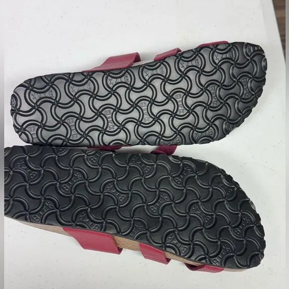 Birkenstocks NEW  Birkis Nepal sandal shoes size 8 8.5 9 red leather women’s 39