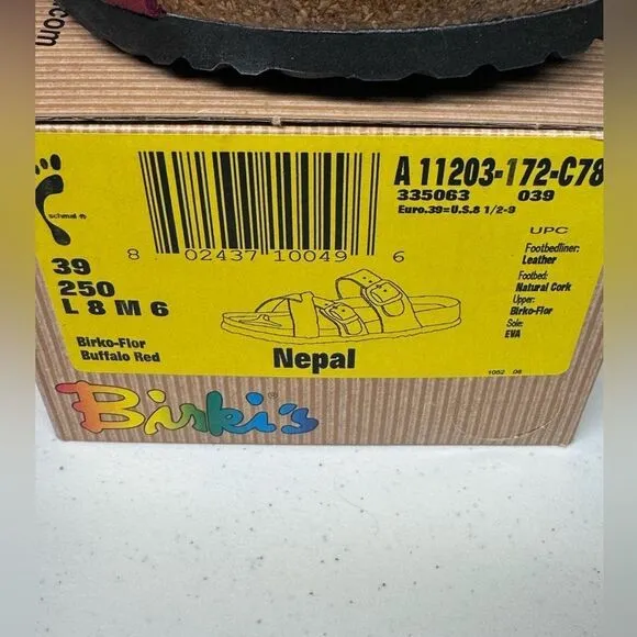 Birkenstocks NEW  Birkis Nepal sandal shoes size 8 8.5 9 red leather women’s 39
