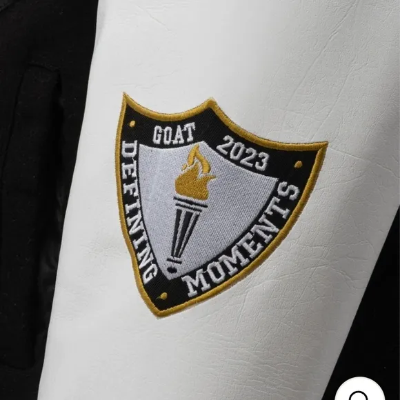 Black and White  CHICAGO GOAT Varsity Jacket. Shoes Not Included