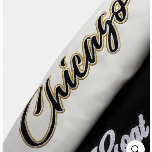 Black and White  CHICAGO GOAT Varsity Jacket. Shoes Not Included