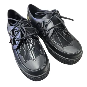 Black Creeper Shoes with Spider Web Design