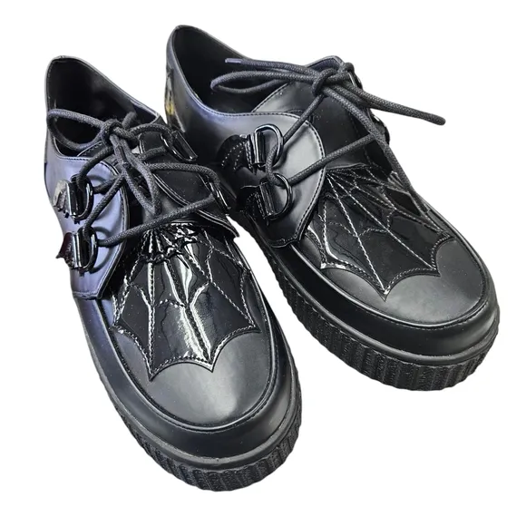 Black Creeper Shoes with Spider Web Design
