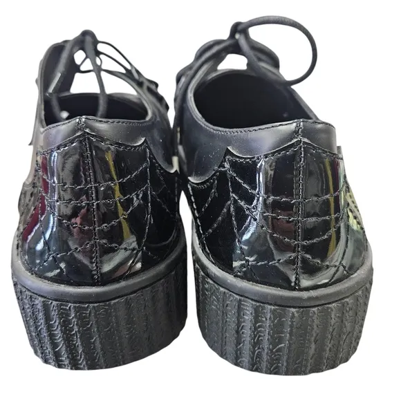 Black Creeper Shoes with Spider Web Design