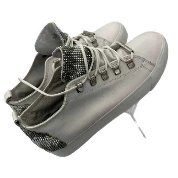 Black Dioniso Women’s White Leather Sneakers-Size 39 EU