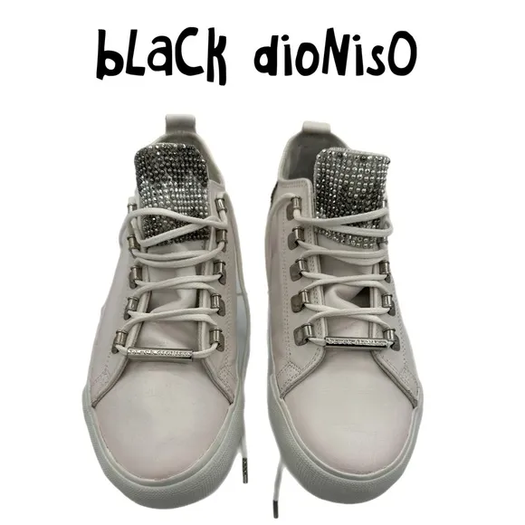 Black Dioniso Women’s White Leather Sneakers-Size 39 EU