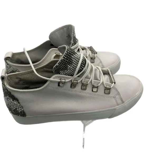 Black Dioniso Women’s White Leather Sneakers-Size 39 EU